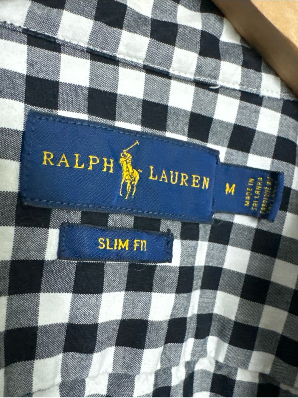 Polo RALPH LAUREN Gingham Shirt Pony Logo Cotton Womens M Black White Preppy - Picture 3 of 13